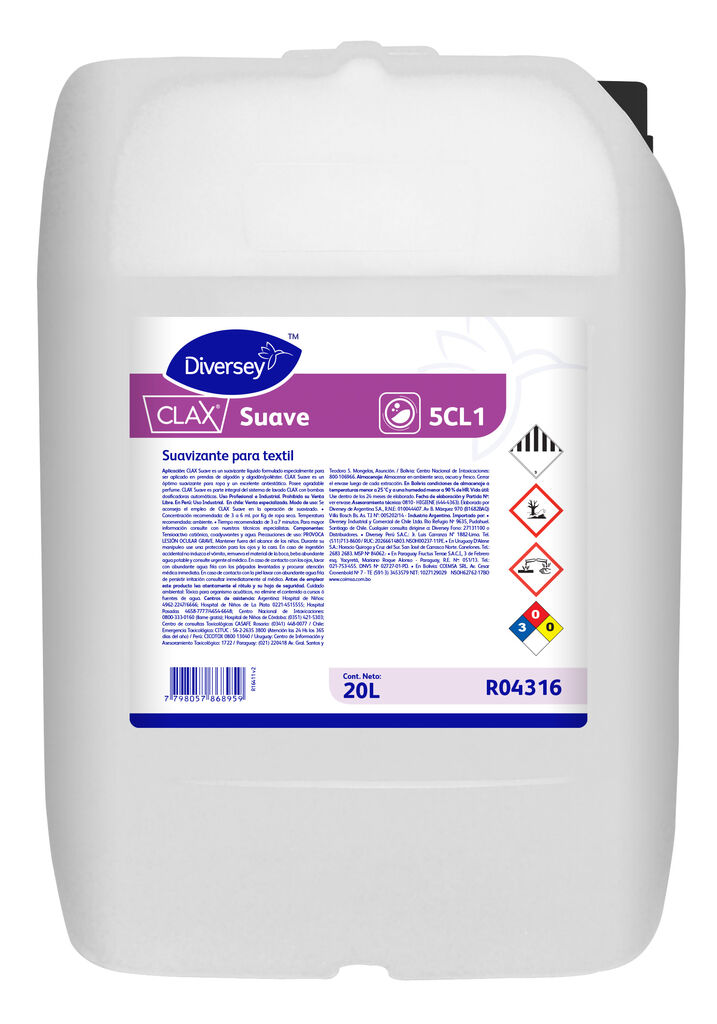 CLAX SUAVE 5CL1 20L - SUAVIZANTE PARA TEXTIL